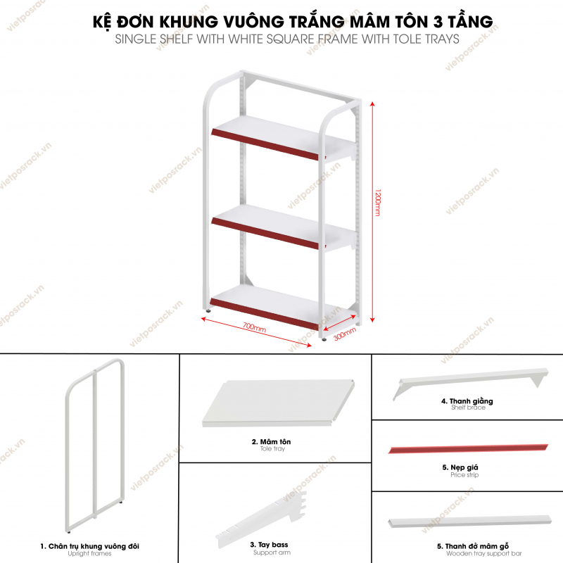 Kệ siêu thị khung vuông - Việt POS Rack