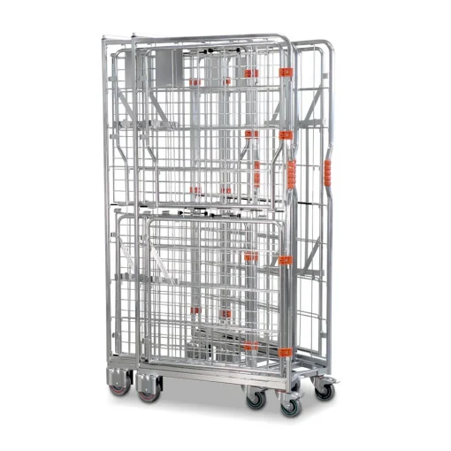 4-Sided Mobile Roll Cage with Base & Mid Shelves – No Doors – Model VPR-RC-04N
