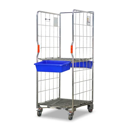 2-Sided Mobile Roll Cage with Mid Shelf & 2 Drawers – Model VPR-RC-02D