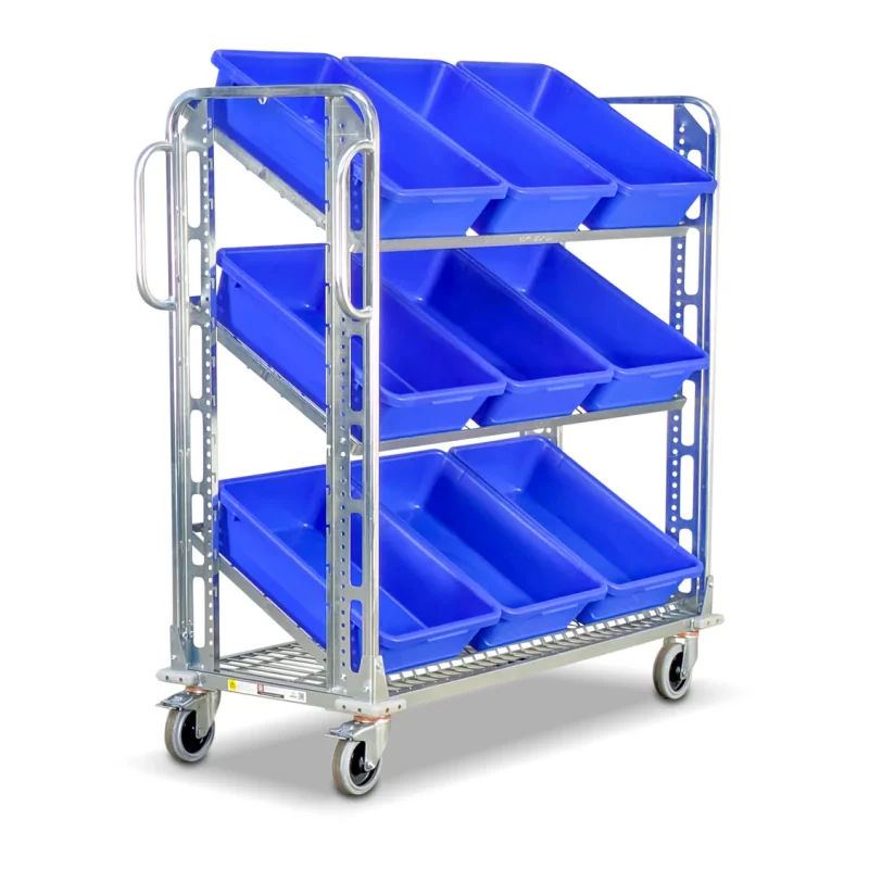 Xe Đẩy Chọn Hàng 3 Tầng Kèm 9 Thùng Chứa – Model VPR-OPT-3AT9